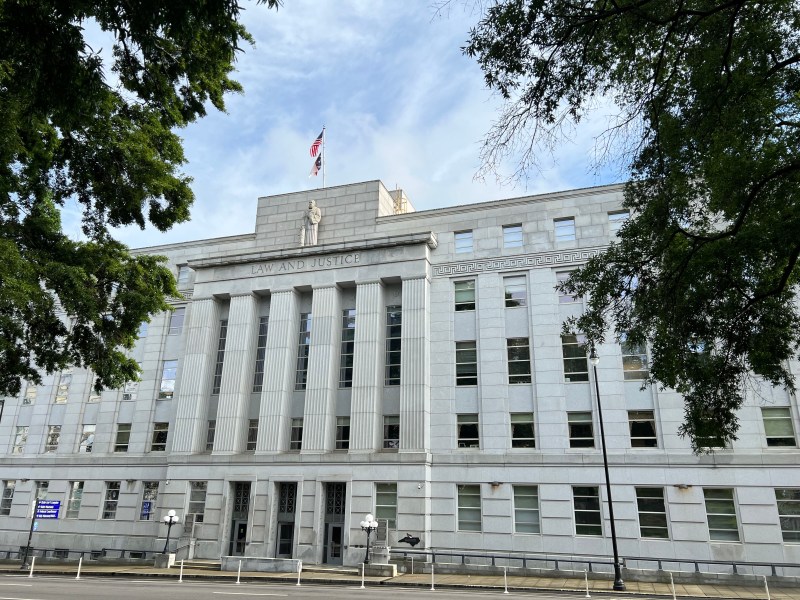 The Supreme Court building in Raleigh, North Carolina, has the words law and justice etched on its facade.